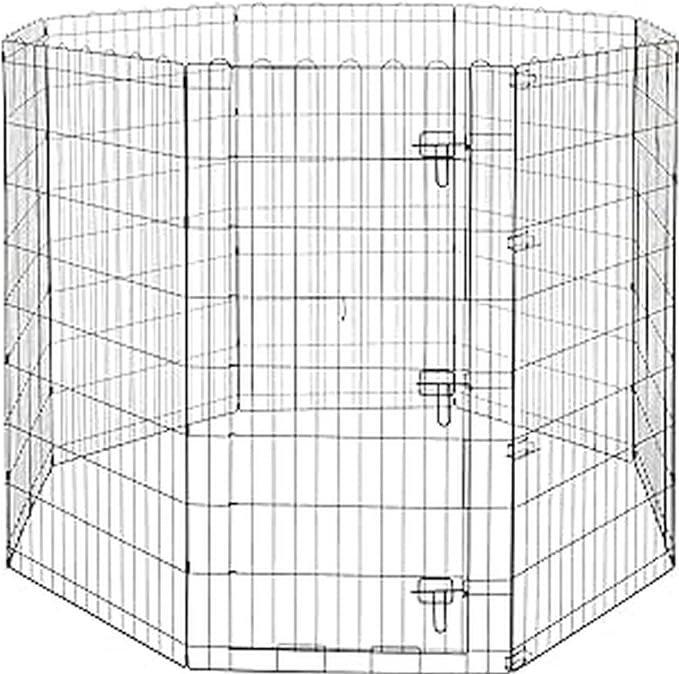 Amazon Basics Foldable Metal Indoor/Outdoor Dog Playpen, Octagonal Exercise Pen by AmazonBasics