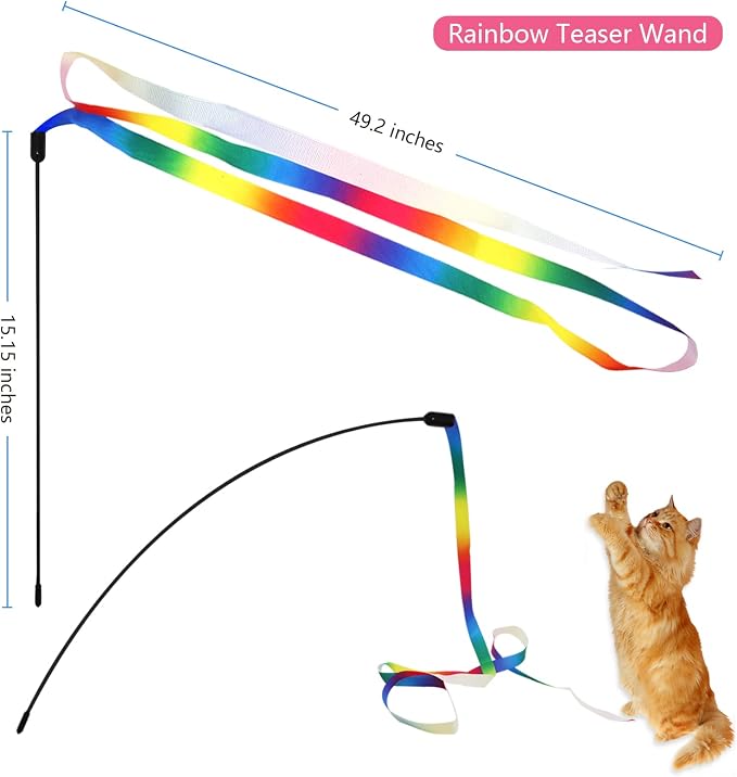 12PCS Interactive Kitten Toys, Retractable Indoor Cat Wand Toys - Image 5