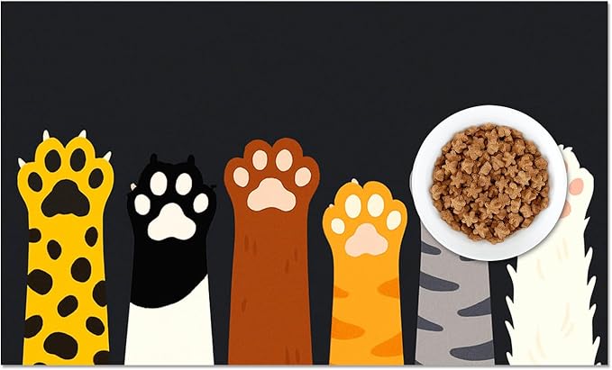 Cute Animal Paw Pet Food Mat Non Slip Spill Proof Feeding Pad - Image 8