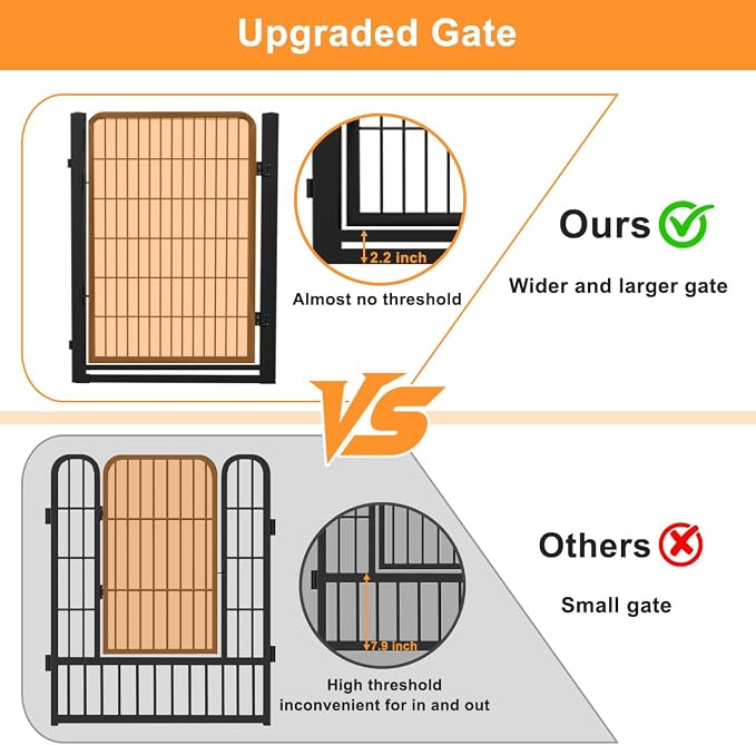 Dog Fence Outdoor Pens Outside, Portable Dog Play Pen 40" H 8 Panels Pet - Image 5