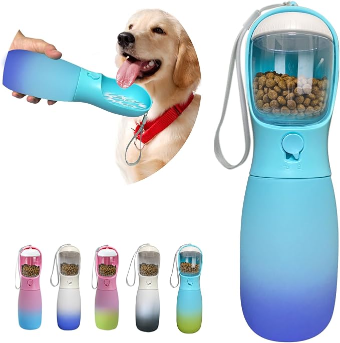 2-in-1 Dog Water Bottle Portable, Food Grade Travel Dog Bowls by MITOCAPY