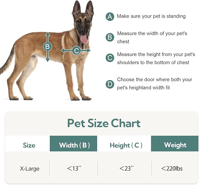 Aluminum XL Dog Door for Door, Open Size:24.4" H x 13.8'', Heavy Duty Doggy Door - Image 7