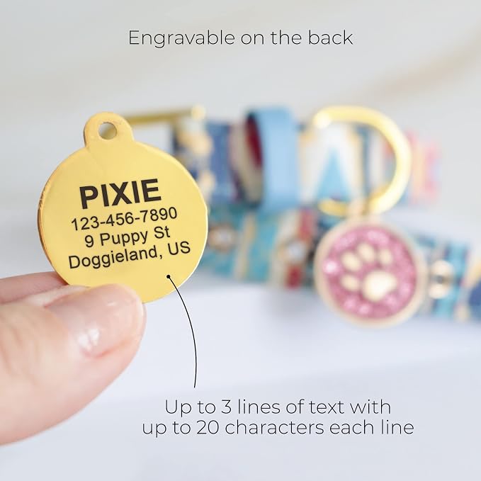 Paw Shape Dog ID Tag Stainless Steel Custom Laser Engraved, Cute Bling Glitter - Image 8