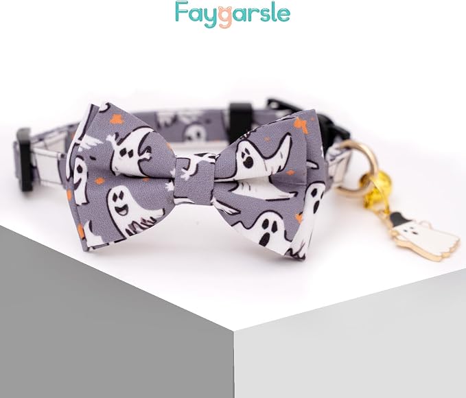 Faygarsle 2 Pack Halloween Breakaway Cat Collar Collection Ghosts Pattern Cute - Image 4