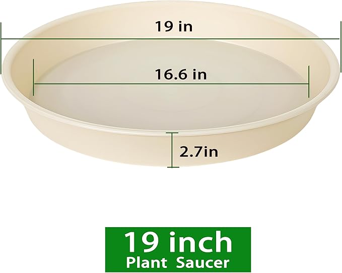 2 Pack of 18 19 inch Plant Saucer Drip Tray, Heavy Duty Deep Plant Saucers - Image 2