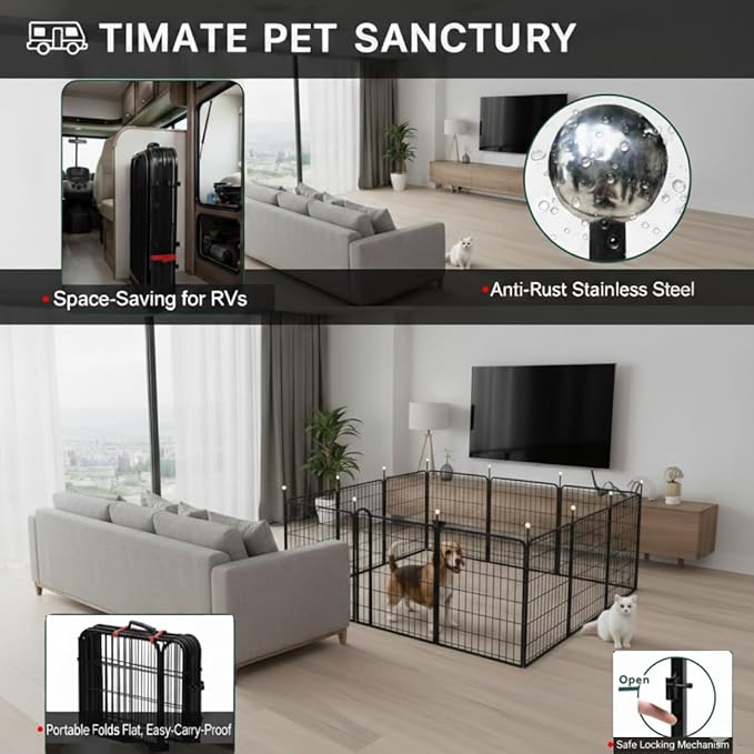 Dog Play Pen Indoors/Outdoor, 12 Panels Dogs Pen Play Pen - Image 4