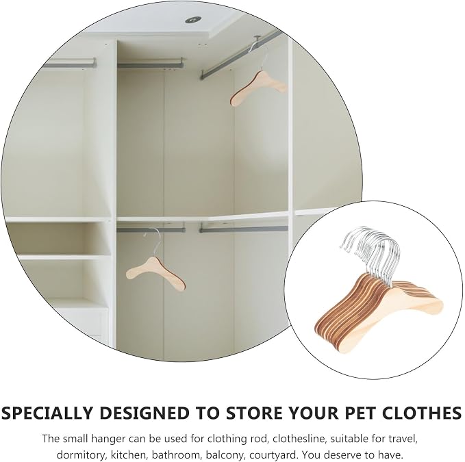 Wooden Pet Hangers for Small Dogs and Cats, 6.3 Inch Solid Wood Daily Clothes - Image 9