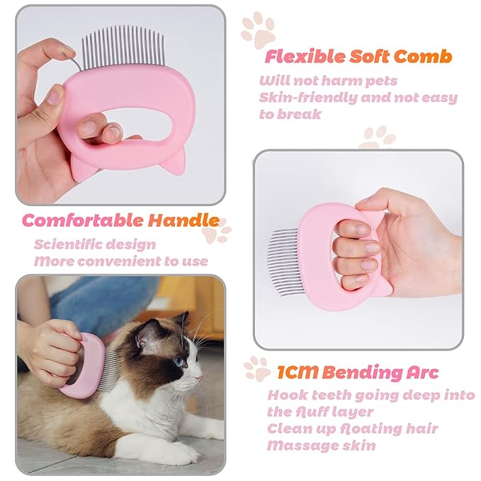 Cat Comb Pet Short Long Hair Removal Massaging Shell Comb Soft Deshedding Brush - Image 4