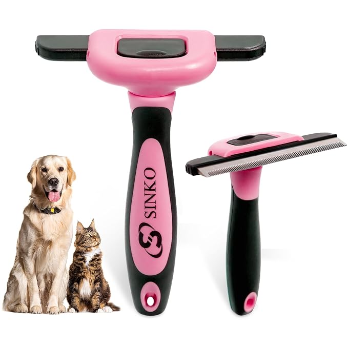 Sinko Deshedding Tool for Dogs & Cats, Pet Grooming Brush, Skin Friendly by Sinko