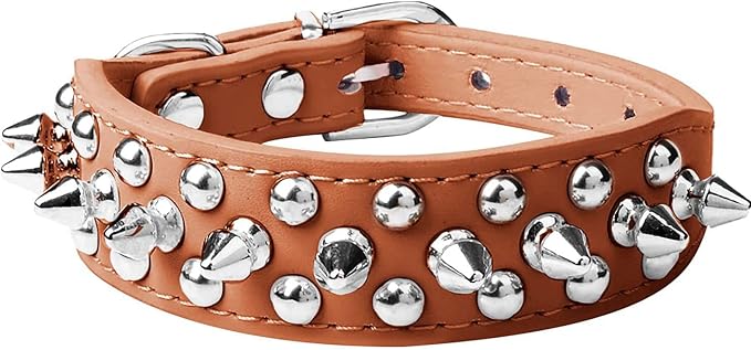 Spiked Dog Collar Soft Pu Leather Mushrooms Rivet Spike Studded Puppy by Unknown