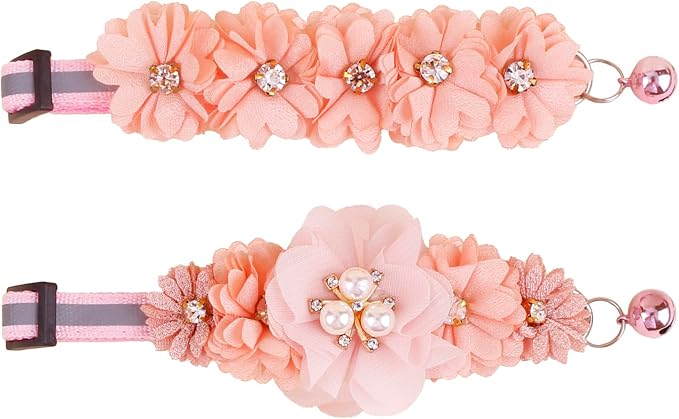 2 Pack Cat Collar Pink Floral by OGEFOTED