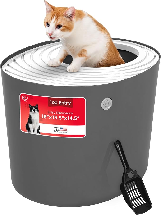 IRIS USA Cat Litter Box, Large Top Entry by IRISUSA