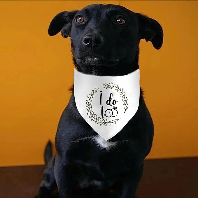 I Do Too Engagement Dog Bandana, Wedding Party Pet Scarf, Photo Prop, - Image 4