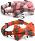 2-Pack Plaid Cat Collar with Bell and Bow, Breakaway Kitten Collar with Bell by YOUALSO