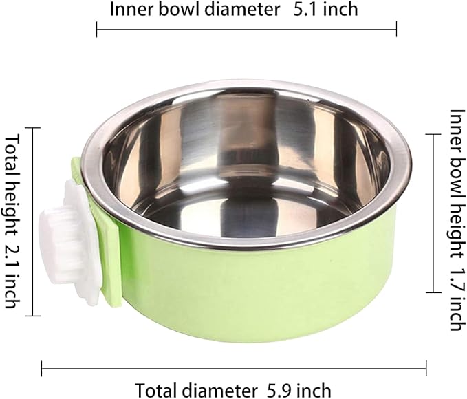 Dog Crate Bowl, Hanging Stainless Steel Removable Pet Crate Water & Food Bowls - Image 2