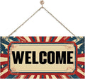Welcome Sign for Front Door, Welcome Decor Wooden Hanging Sign for Wall Decor by corner+wind