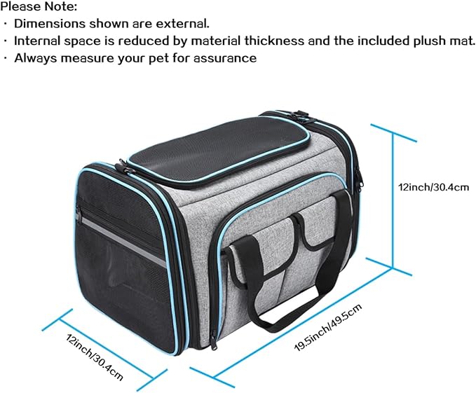 Airline Approved Pet Carrier, Large Soft Sided Pet Travel TSA Carrier 4 Sides - Image 3