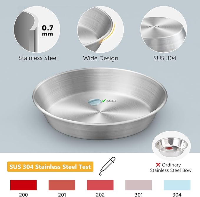 2-Pack Stainless Steel Cat Food Bowls, Shallow Whisker-Friendly Non-Slip - Image 3