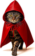 Red Cat Cloak with Hood for Indoor Cats, Funny Superhero Cosplay Halloween by Handmade