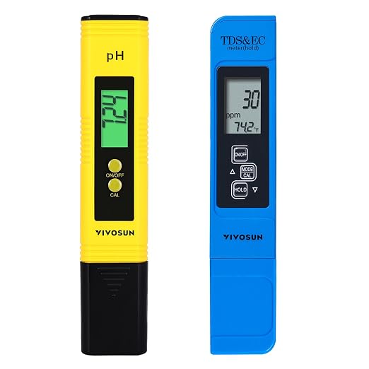 VIVOSUN Digital pH and TDS Meter Kits, 0.01pH High Accuracy Pen Type pH Meter ± by VIVOSUN