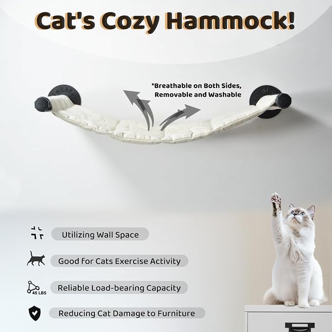 Cat Hammock Wall Mounted, 22.83 x 12.44 inch Wall Mounted Cat Shelves, Metal - Image 3