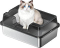 Stainless Steel Litter Box, XL Enclosed Cat Litter Boxes by Garvee