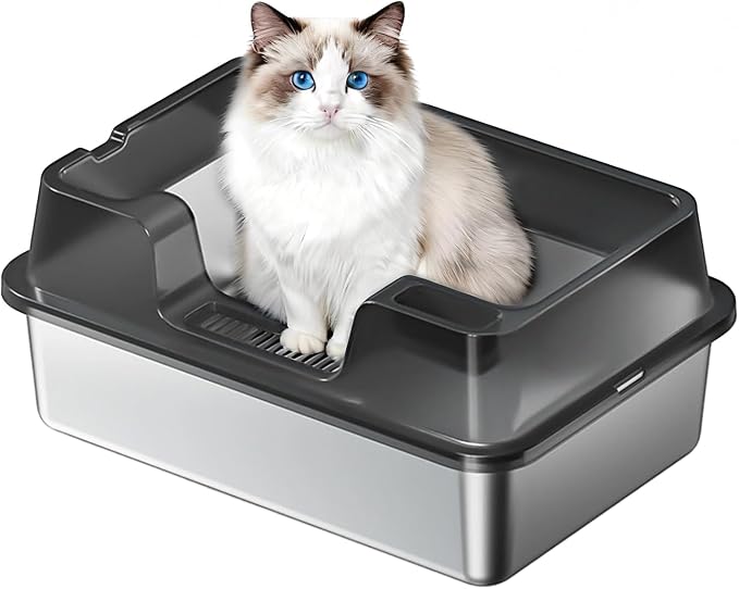 Stainless Steel Litter Box, XL Enclosed Cat Litter Boxes by Garvee