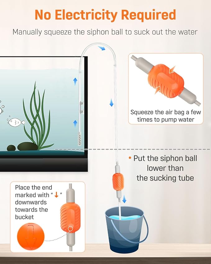 Pawfly 10 Gallon Aquarium Vacuum Gravel Cleaner, Manual Water Changer Siphon - Image 2