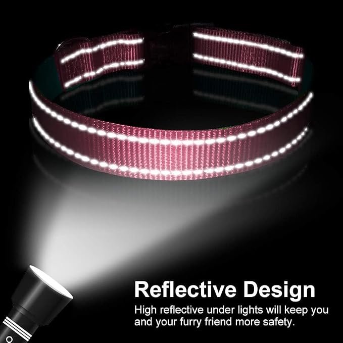 Reflective Dog Collar with Buckle Adjustable Safety Nylon Collars - Image 5