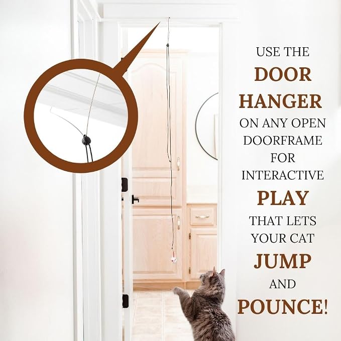 Cat Toys Set Cat Fishing Pole Retractable Wand Suction Cup & Hanging Teaser Wand - Image 5