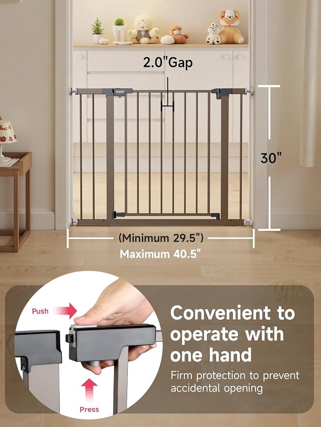 29.5-40.5" Baby Gate for Stairs, Dog Gate for Doorways, Walk Thru Auto Close - Image 5