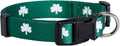 Native Pup St Patricks Dog Collar- Saint Patrick Green Shamrock Pet Collars- by NativePup