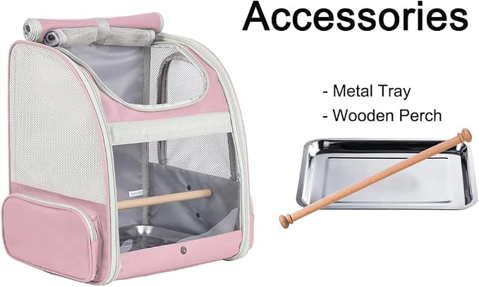 Bird Carrier Backpack with Wooden Stand Perch, Vented and Breathable Bag to - Image 4