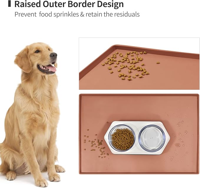 Dog Food Mat, Silicone Waterproof Food Tray, Non Slip Pet Bowl Mats Placemat - Image 3