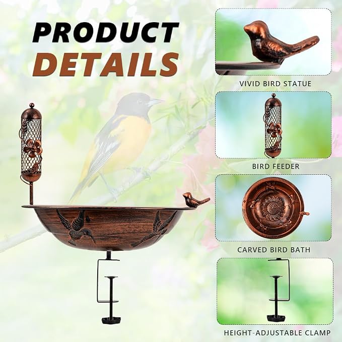 DREAMSOUL 13" Dia Deck Mounted Bird Bath - Image 6