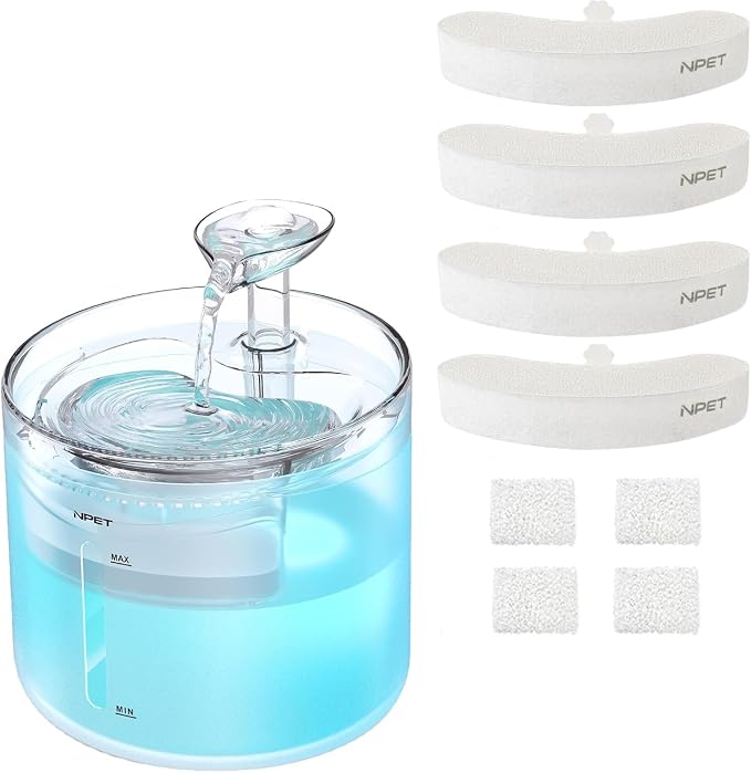 NPET WF100 Cat Fountain, 54oz/1.6L Automatic Pet Water Fountain Dog Water by NPET