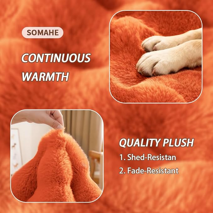 Self-Warming Dog Bed, Plush Faux Fur Mat - Image 6