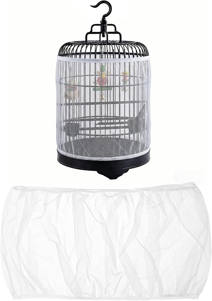 2 Pcs Bird Cage Seed Catcher, Adjustable Bird Cage Net Cover, Reusable Soft by SFIELCAPA