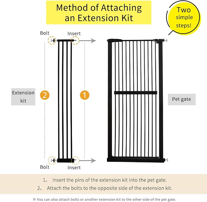 Lumizone Extra Tall Cat Gate Extension Kit 61.02" High Pressure Mounted 8.27" - Image 2