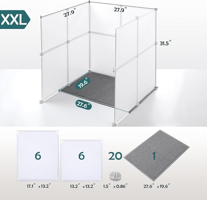 MEEXPAWS Cat Litter Box Enclosure Splash Guard XXL 27.9L × 27.9W x 31.5H inch - Image 5