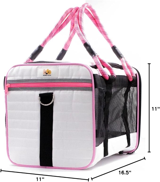 Buddy's Best Airline Approved Pet Carrier – White & Pink Heavy Duty, Fits Under - Image 10