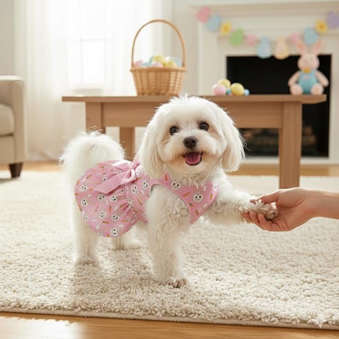 Easter Dog Dress with Pink Bunny Print, Cute Spring Pet Skirt - Image 7