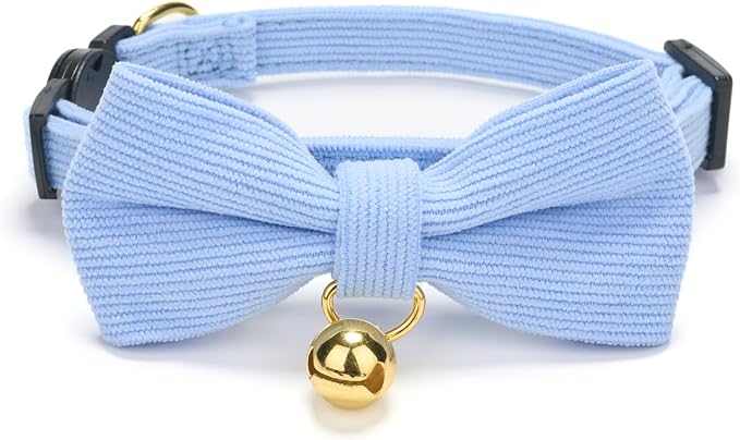 Soft Corduroy Cat Collar, Plaid Pattern, - Image 3