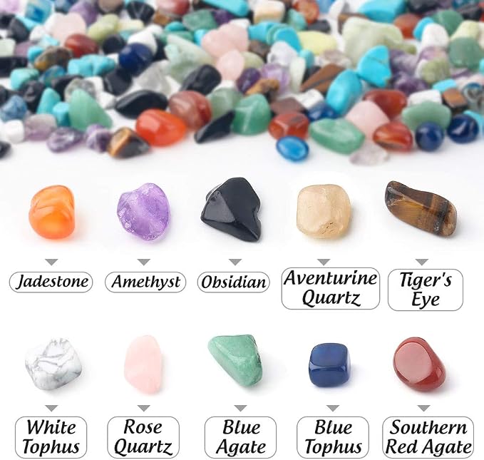 JOHOUSE Quartz Crystals, Crushed Chips Tumbled Polished Stone Beads Irregular - Image 3
