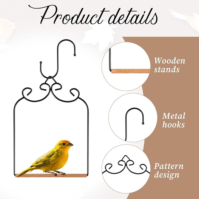 2 Pack Hummingbird Swings and Perches, Metal Frame Bird Swing - Image 5