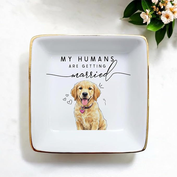 Custom Pet Portrait Watercolor Ring Dish, My Humans Are Getting Married Jewelry - Image 2