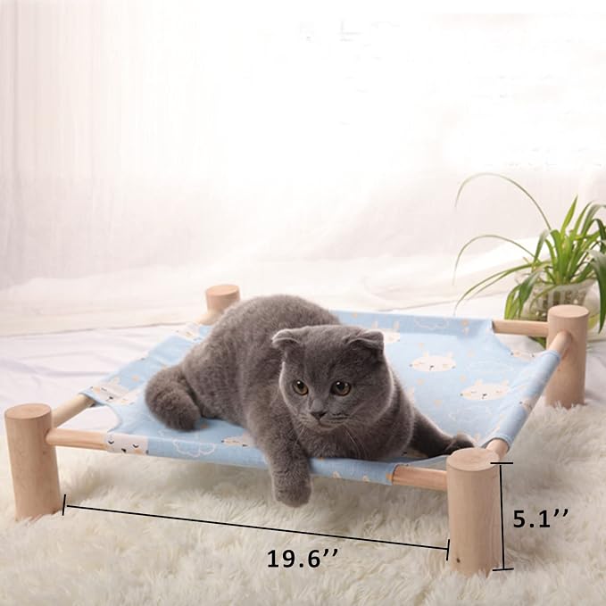 Pozico Cat & Dog Hammock Bed – Wooden Elevated Pet Cot - Image 6