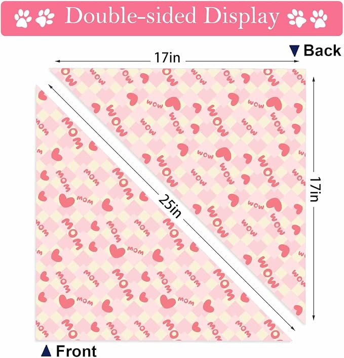 Mother Day Dog Bandanas, I Love Mom Dog Scarf, Accessories - Image 3