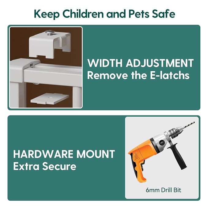 Babelio Baby Gate for Stairs, Kitchen & Doorways, No Bottom Bar| One-Handed - Image 6