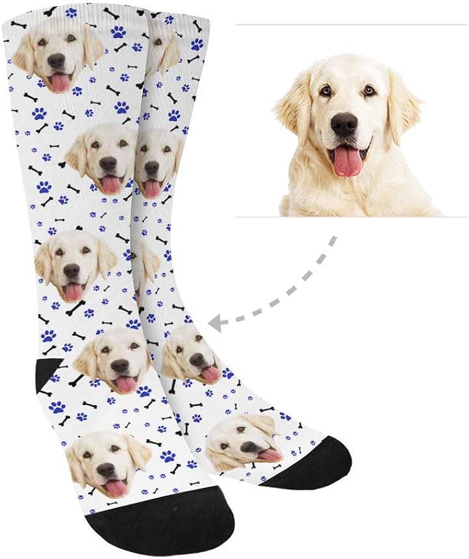 MyPupSocks Custom Personalized Photo Pet Face Socks, Cat and Dog Tracks Paws - Image 3